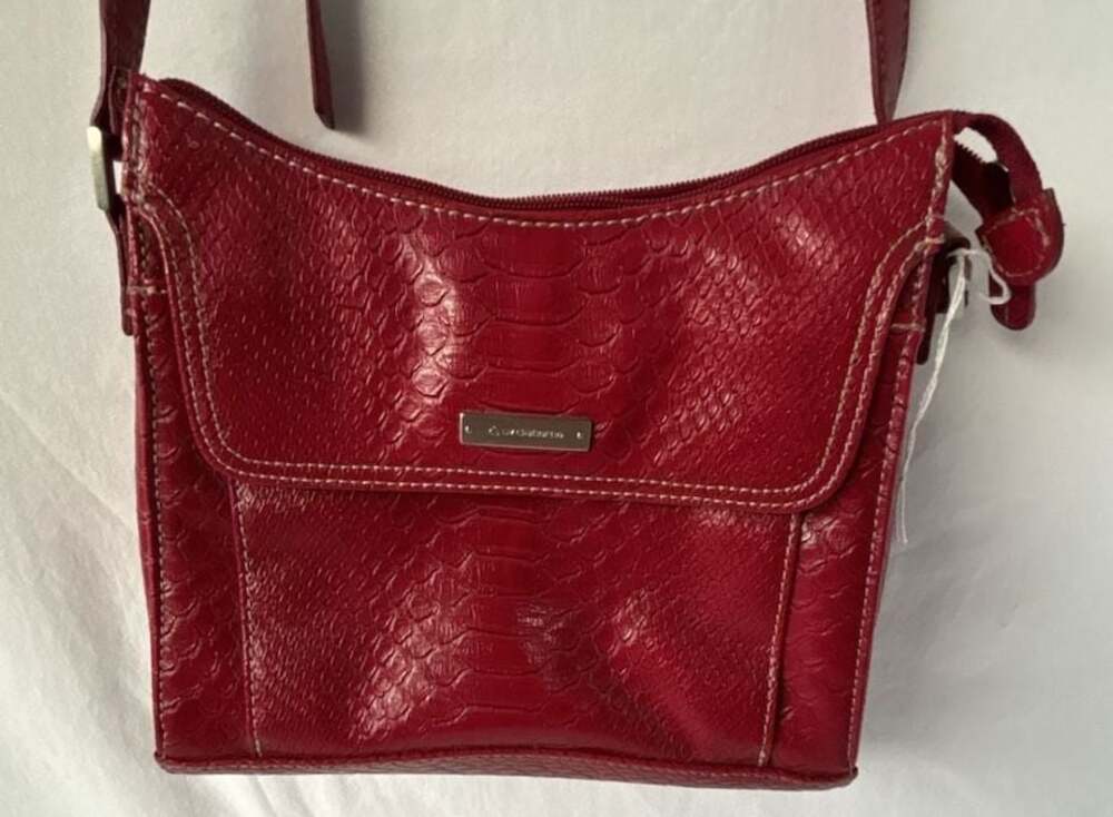 Liz Claiborne Red Faux Snakeskin Texture Crossbody Handbag